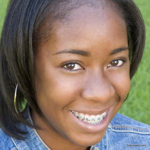 Girl smiling with braces